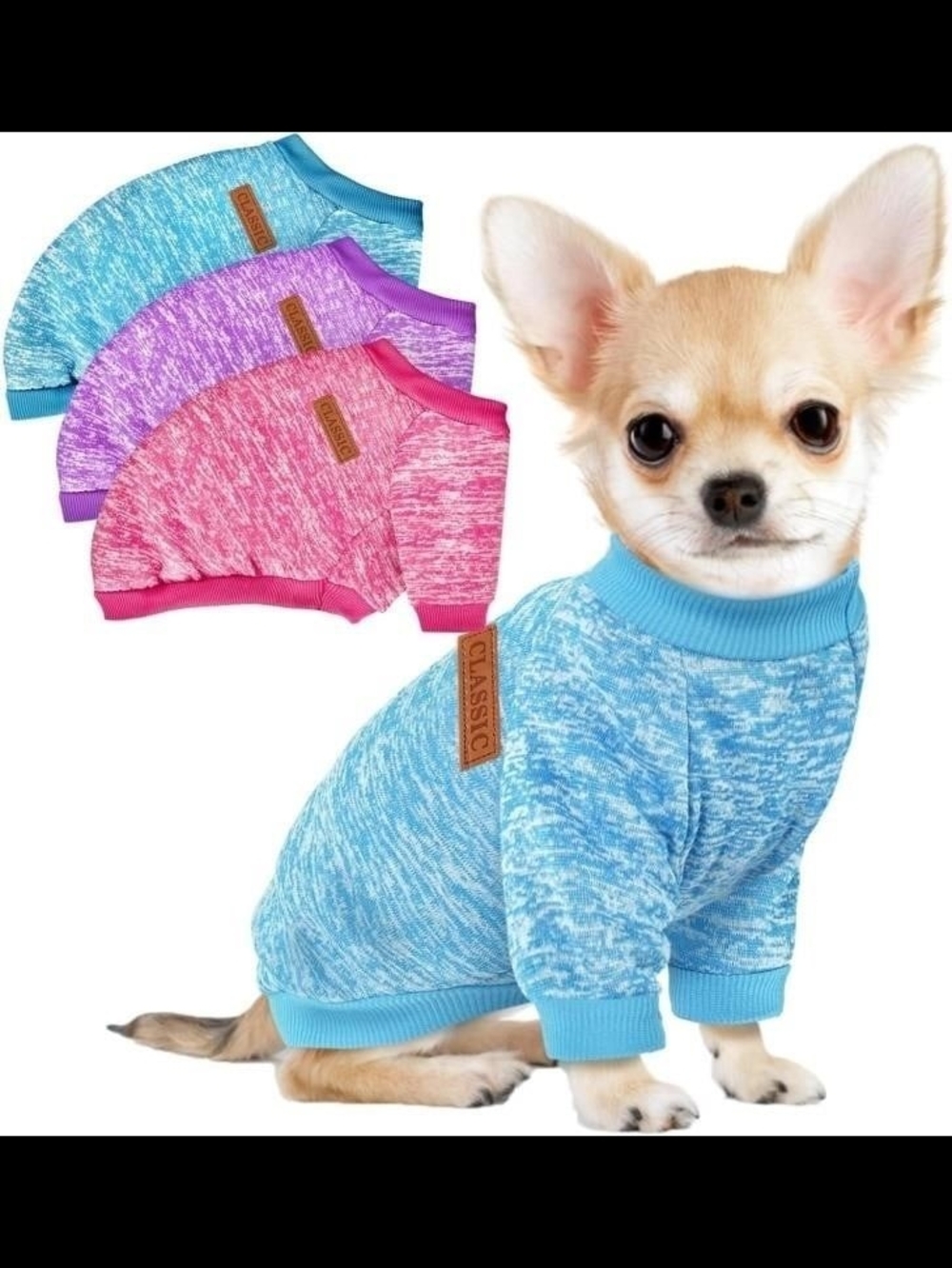Classic Marled Knit Dog Sweaters - Blue Pink And Purple Nwt